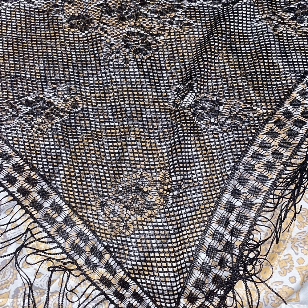 Black crochet scarf